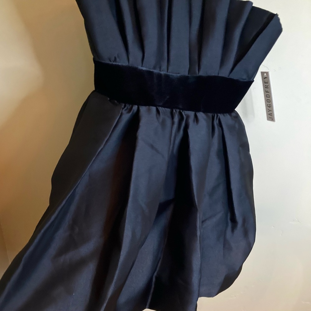 NEW Jay Godfrey Black Lola Strapless Mini Dress Satin Pleated Bubble Hem Size 10 - Picture 11 of 16